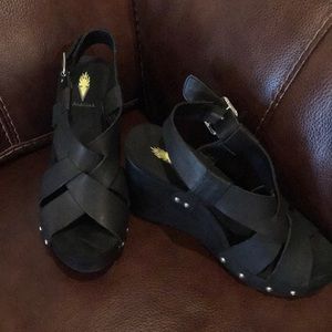 Volatile Leather studded 4” wedge sandal